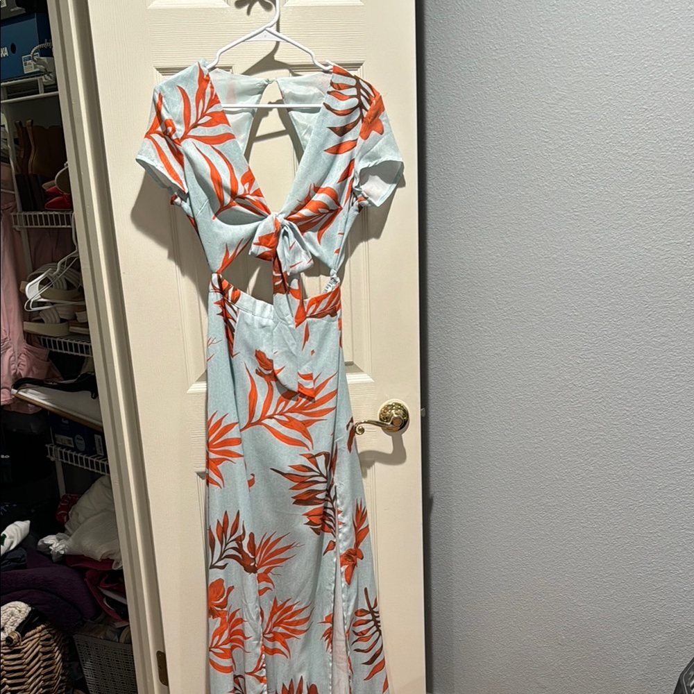 Tropical Print Cut-Out Dress
